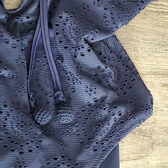 Aerie Navy Eyelet Mesh Crisscross Back One-Piece Swimsuit - Picture 5 of 7